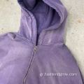 Το υπερμεγέθη vintage των ανδρών ξεθωριασμένο πέτρινο οξύ πλυμένο hoodie